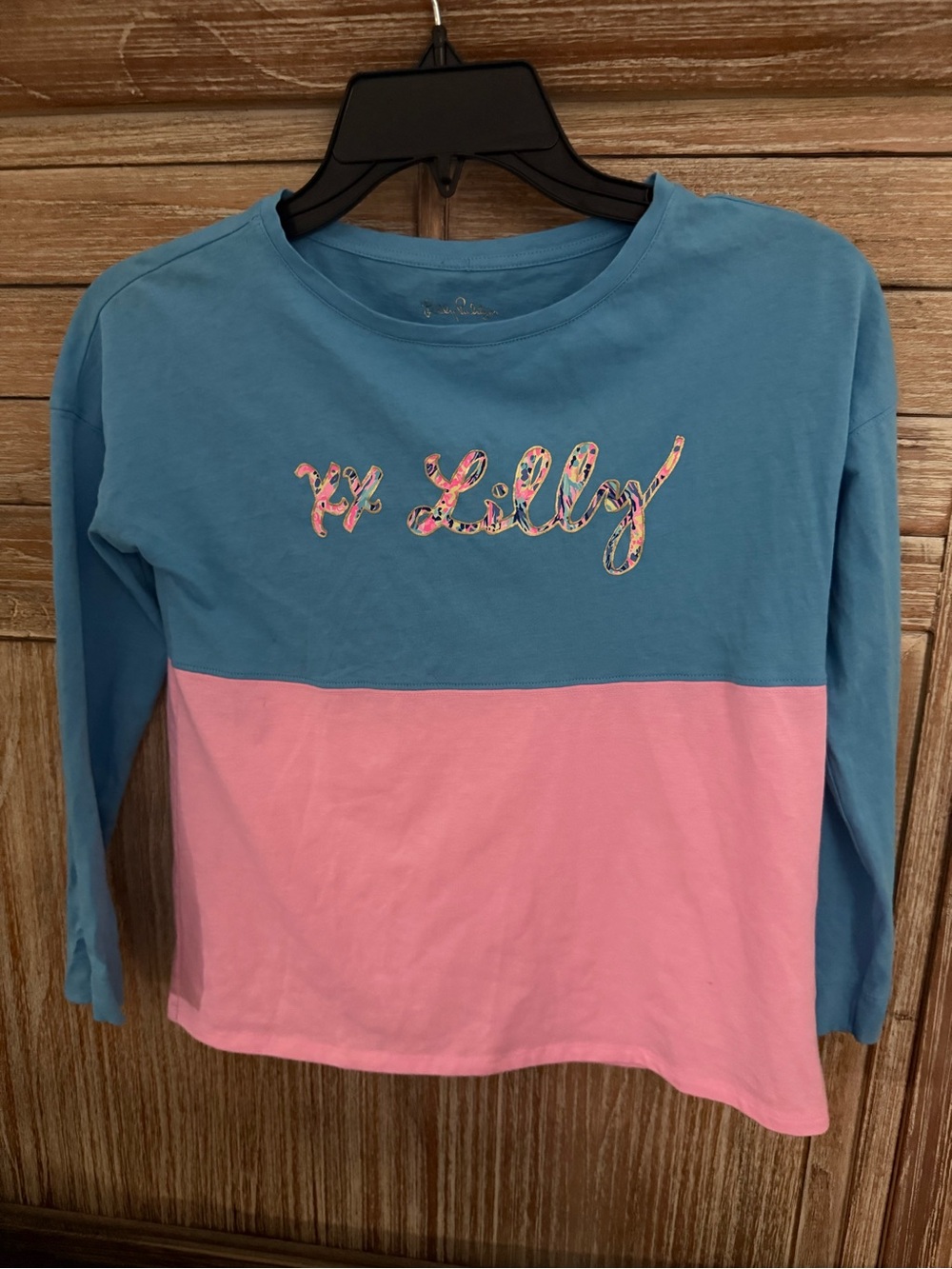 Lilly Pulitzer Blue & Pink Colorblock Long Sleeve Tee